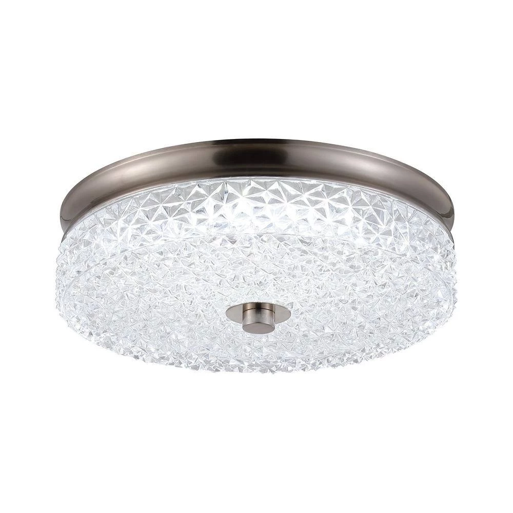 12 in. 23-Watt Modern Brushed Nickel Selectable LED Drum Flush Mount for Hallway and Bedroom by Flint Garden 3 12 in. 23-Watt Modern Brushed Nickel Selectable LED Drum Flush Mount for Hallway and Bedroom by Flint Garden - Image 3