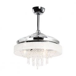 42 in. Indoor Chrome Crystal Ceiling Fan with Light Kit and Remote Control by Flint Garden
