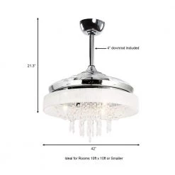 42 in. Indoor Chrome Crystal Ceiling Fan with Light Kit and Remote Control by Flint Garden -Flint Garden Online Store chrome flint garden ceiling fans with lights fgf4711110vfg a0 1000