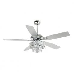 52 in. Chrome Indoor Crystal Ceiling Fan with Light Kit and Remote Control by Flint Garden -Flint Garden Online Store chrome flint garden ceiling fans with lights fgf6215a110vfg c3 1000