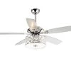 52 in. Chrome Crystal Ceiling Fan with Light Kit and Remote Control by Flint Garden