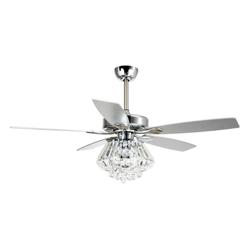 52 in. Indoor Chrome Crystal Ceiling Fan with Light Kit and Remote Control by Flint Garden 5 52 in. Indoor Chrome Crystal Ceiling Fan with Light Kit and Remote Control by Flint Garden - Image 5