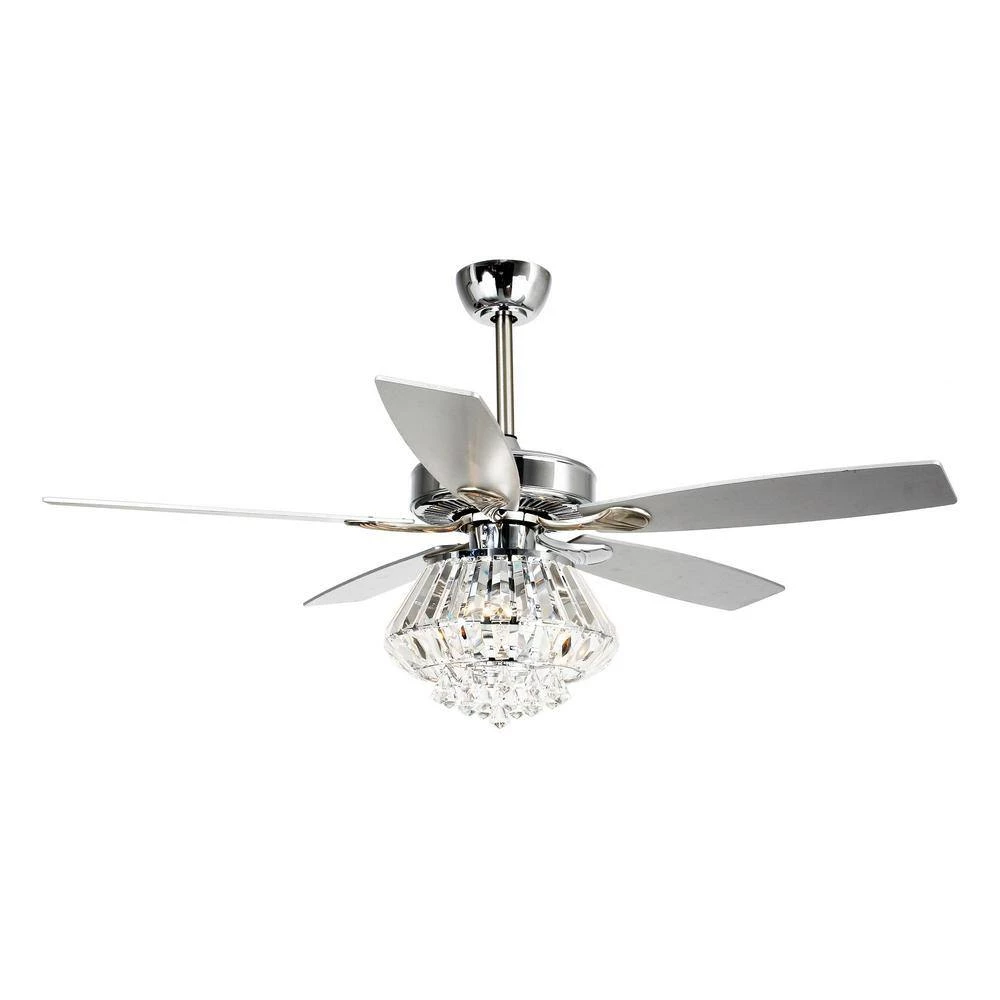 52 in. Indoor Chrome Crystal Ceiling Fan with Light Kit and Remote Control by Flint Garden 4 52 in. Indoor Chrome Crystal Ceiling Fan with Light Kit and Remote Control by Flint Garden - Image 4