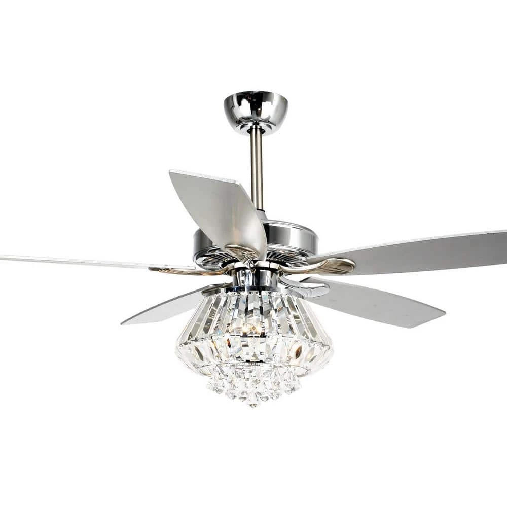 52 in. Indoor Chrome Crystal Ceiling Fan with Light Kit and Remote Control by Flint Garden 1 52 in. Indoor Chrome Crystal Ceiling Fan with Light Kit and Remote Control by Flint Garden