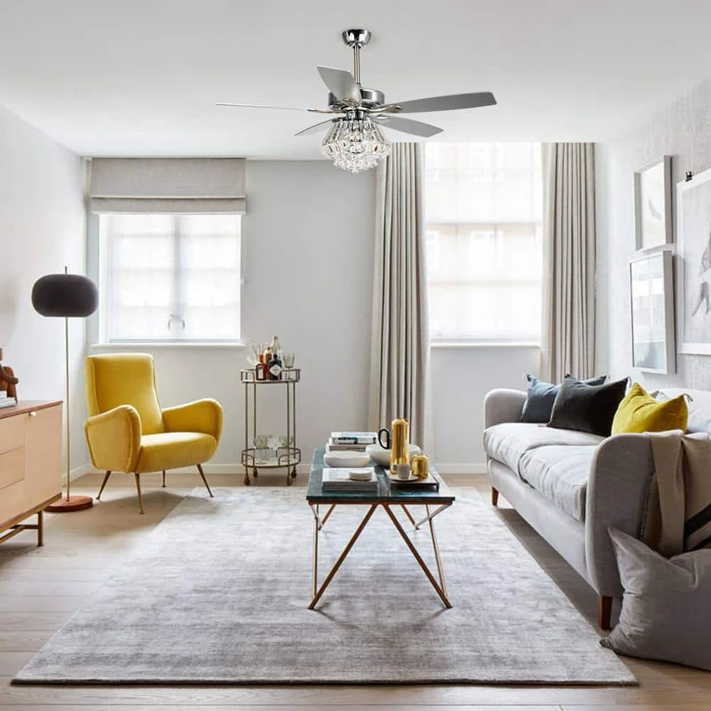 52 in. Indoor Chrome Crystal Ceiling Fan with Light Kit and Remote Control by Flint Garden 2 52 in. Indoor Chrome Crystal Ceiling Fan with Light Kit and Remote Control by Flint Garden - Image 2