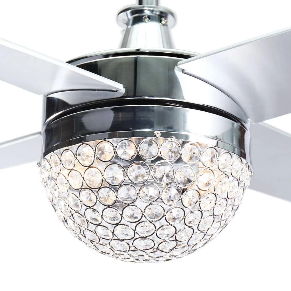 48 in. Indoor Chrome Crystal Ceiling Fan with Light Kit and Remote Control by Flint Garden 6 48 in. Indoor Chrome Crystal Ceiling Fan with Light Kit and Remote Control by Flint Garden - Image 6