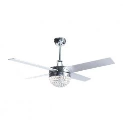 48 in. Indoor Chrome Crystal Ceiling Fan with Light Kit and Remote Control by Flint Garden