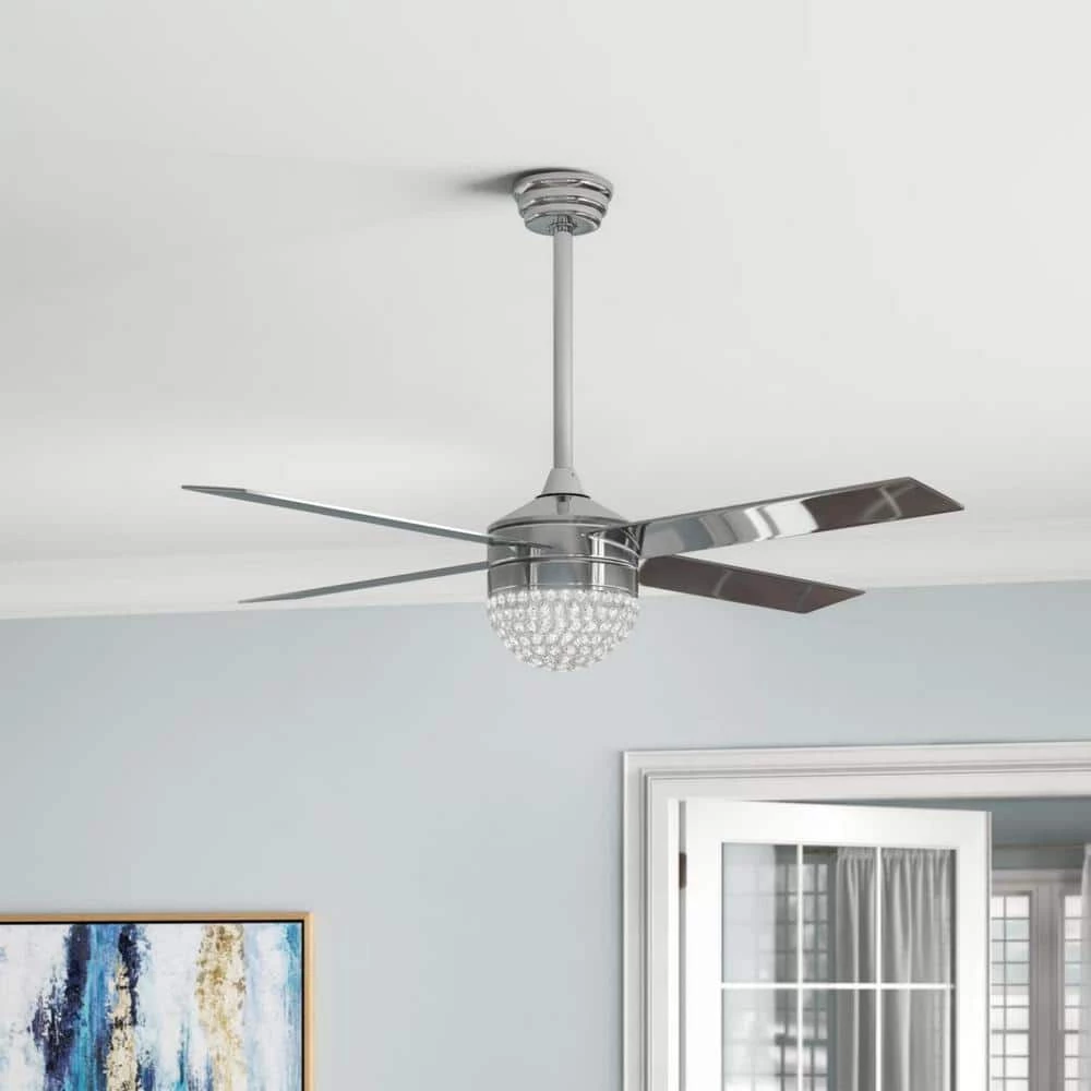 48 in. Indoor Chrome Crystal Ceiling Fan with Light Kit and Remote Control by Flint Garden 2 48 in. Indoor Chrome Crystal Ceiling Fan with Light Kit and Remote Control by Flint Garden - Image 2