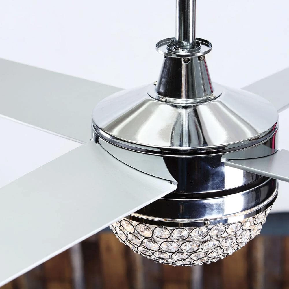 48 in. Indoor Chrome Crystal Ceiling Fan with Light Kit and Remote Control by Flint Garden 8 48 in. Indoor Chrome Crystal Ceiling Fan with Light Kit and Remote Control by Flint Garden - Image 8