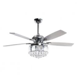 52 in. Indoor Chrome Crystal Ceiling Fan with Light Kit and Remote Control by Flint Garden -Flint Garden Online Store chrome flint garden ceiling fans with lights fgf6252110vfg 1f 1000