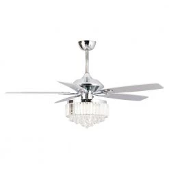 52 in. Indoor Chrome Crystal Ceiling Fan with Light Kit and Remote Control by Flint Garden -Flint Garden Online Store chrome flint garden ceiling fans with lights fgf6252110vfg c3 1000