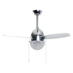 42 in. Indoor Chrome Reversible 3-Blade Crystal Ceiling Fan with Light Kit by Flint Garden -Flint Garden Online Store chrome flint garden ceiling fans with lights fgf6273110vfg 4f 1000