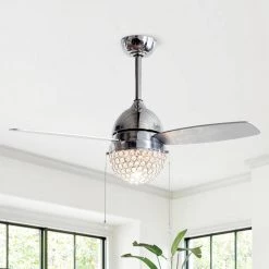 42 in. Indoor Chrome Reversible 3-Blade Crystal Ceiling Fan with Light Kit by Flint Garden -Flint Garden Online Store chrome flint garden ceiling fans with lights fgf6273110vfg c3 1000