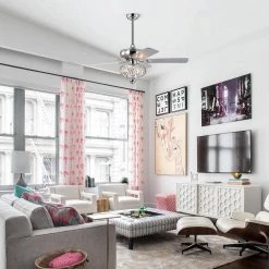 50 in. Indoor Chrome Crystal Ceiling Fan with Light Kit and Remote Control by Flint Garden -Flint Garden Online Store chrome flint garden ceiling fans with lights fgf6296110vfg 44 1000