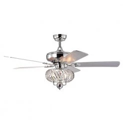 50 in. Indoor Chrome Crystal Ceiling Fan with Light Kit and Remote Control by Flint Garden -Flint Garden Online Store chrome flint garden ceiling fans with lights fgf6296110vfg 4f 1000