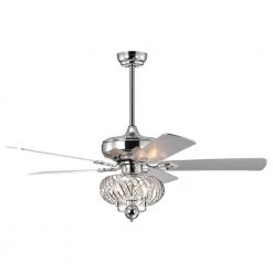 50 in. Indoor Chrome Crystal Ceiling Fan with Light Kit and Remote Control by Flint Garden -Flint Garden Online Store chrome flint garden ceiling fans with lights fgf6296110vfg c3 1000