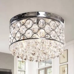 14 in. 3-Light Modern Chrome Glam Drum Crystal Flush Mount by Flint Garden 10 14 in. 3-Light Modern Chrome Glam Drum Crystal Flush Mount by Flint Garden -Flint Garden Online Store chrome flint garden flush mount lights fgc2262110vfg c3 1000