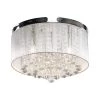13.8 in. 3-Light Chrome Indoor Drum Flush Mount with Hanging Crystals by Flint Garden