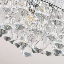 13.8 in. 3-Light Chrome Indoor Drum Flush Mount with Hanging Crystals by Flint Garden -Flint Garden Online Store chrome flint garden flush mount lights fgc2266110vfg fa 1000