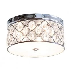 14 in. 3-Light Chrome Drum Shape Flush Mount Light with Crystals by Flint Garden -Flint Garden Online Store chrome flint garden flush mount lights fgc2267110vfg 4f 1000