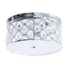 14 in. 3-Light Chrome Drum Shape Flush Mount Light with Crystals by Flint Garden