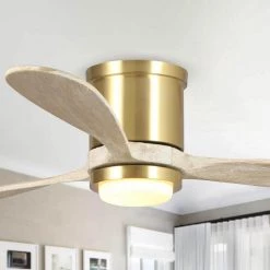 52 in. Integrated LED Low Profile Copper 3-Blade Ceiling Fan with Light by Flint Garden -Flint Garden Online Store copper flint garden ceiling fans with lights fgbb530173sqfg 4f 1000