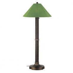 Bahama Weave 60 in. Dark Mahogany Floor Lamp with Palm Shade by Patio Living Concepts