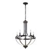 5-Light Distressed Black Ring Wagon Wheel Chandelier by Flint Garden