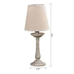 12.6 in. Distressed Gray Mini Table Lamps with Oatmeal Linen Shade by Flint Garden -Flint Garden Online Store distressed gray flint garden table lamps fgt0053 1110vfg 1f 1000