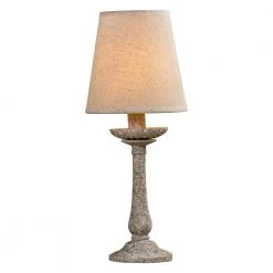 12.6 in. Distressed Gray Mini Table Lamps with Oatmeal Linen Shade by Flint Garden