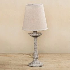 12.6 in. Distressed Gray Mini Table Lamps with Oatmeal Linen Shade by Flint Garden -Flint Garden Online Store distressed gray flint garden table lamps fgt0053 1110vfg c3 1000