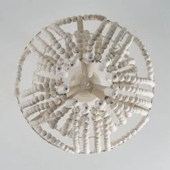 3-Light Modern Farmhouse Distressed White Wood Beaded Semi-Flush Mount by Flint Garden -Flint Garden Online Store distressed white flint garden flush mount lights bb8806 3110vfg 44 1000