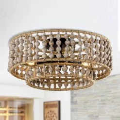 15.75 in. 3-Light Boho Distressed White Wood Beaded Tiered Flush Mount Ceiling Light for Hallway and Bedroom by Flint Garden 11 15.75 in. 3-Light Boho Distressed White Wood Beaded Tiered Flush Mount Ceiling Light for Hallway and Bedroom by Flint Garden -Flint Garden Online Store distressed white flint garden flush mount lights fgw9127 3110vfg 1f 1000