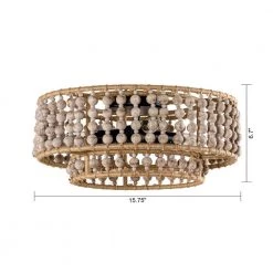 15.75 in. 3-Light Boho Distressed White Wood Beaded Tiered Flush Mount Ceiling Light for Hallway and Bedroom by Flint Garden 9 15.75 in. 3-Light Boho Distressed White Wood Beaded Tiered Flush Mount Ceiling Light for Hallway and Bedroom by Flint Garden -Flint Garden Online Store distressed white flint garden flush mount lights fgw9127 3110vfg 40 1000