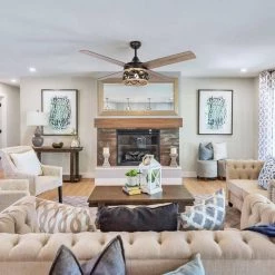 52 in. Indoor Matte Black Ceiling Fan with Light Kit and Remote Control by Flint Garden -Flint Garden Online Store matte black flint garden ceiling fans with lights f6287110vfg 1f 1000