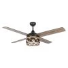 52 in. Indoor Matte Black Ceiling Fan with Light Kit and Remote Control by Flint Garden