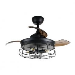 34 in. Retractable Matte Black Ceiling Fan with Light Kit by Flint Garden -Flint Garden Online Store matte black flint garden ceiling fans with lights fgf3501110vfg 4f 1000