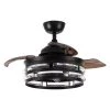 36 in. Indoor Black Metal and Crystal Retractable Ceiling Fan with Light and Remote Control by Flint Garden