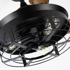 36 in. Indoor Industrial Matte Black Caged Retractable Ceiling Fan with Remote and Light Kit Included by Flint Garden 13 36 in. Indoor Industrial Matte Black Caged Retractable Ceiling Fan with Remote and Light Kit Included by Flint Garden -Flint Garden Online Store matte black flint garden ceiling fans with lights fgf3526110vfg 44 1000