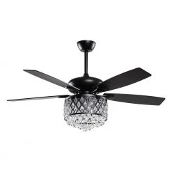 Industrial 52 in. Indoor Matte Black Crystal Ceiling Fan with Light Kit by Flint Garden 9 Industrial 52 in. Indoor Matte Black Crystal Ceiling Fan with Light Kit by Flint Garden -Flint Garden Online Store matte black flint garden ceiling fans with lights fgf6253110vfg c3 1000