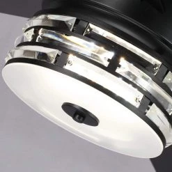 70 in. Indoor Color Changing Integrated LED Matte Black and Crystal Ceiling Fan with Light Kit, DC Motor and Remote by Flint Garden -Flint Garden Online Store matte black flint garden ceiling fans with lights fgf8246bk110vfg 44 1000