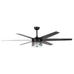 70 in. Indoor Color Changing Integrated LED Matte Black and Crystal Ceiling Fan with Light Kit, DC Motor and Remote by Flint Garden -Flint Garden Online Store matte black flint garden ceiling fans with lights fgf8246bk110vfg c3 1000