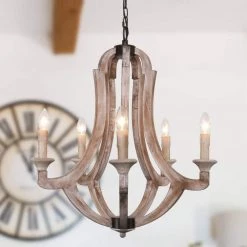 Farmhouse 5-Light Painted Wood Candle Style Chandelier by Flint Garden -Flint Garden Online Store painted wood flint garden chandeliers bb8805 5110vfg 1f 1000