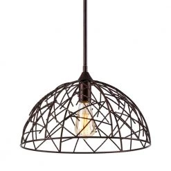 16 in. 1-Light Bronze Industrial Farmhouse Kitchen Mini Pendant Hanging Light with Metal Shade by Flint Garden -Flint Garden Online Store rustic iron flint garden chandeliers fgd2263110vfg 4f 1000
