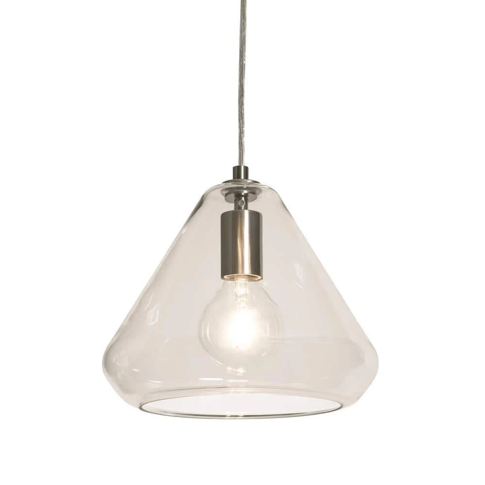 Armitage 1-Light Satin Nickel Pendant with Glass Shade by Aspects 1 Armitage 1-Light Satin Nickel Pendant with Glass Shade by Aspects