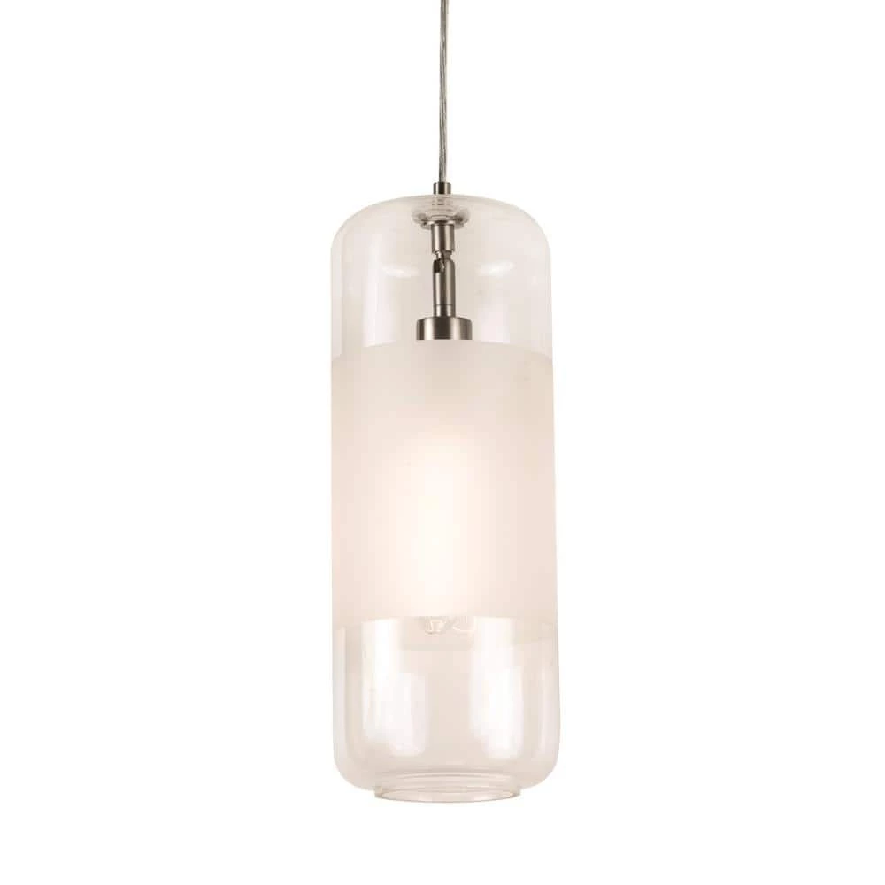 Hermosa 1-Light Satin Nickel Pendant with Glass Shade by Aspects 1 Hermosa 1-Light Satin Nickel Pendant with Glass Shade by Aspects