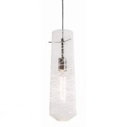 Spun 1-Light Satin Nickel Pendant with Glass Shade by Aspects
