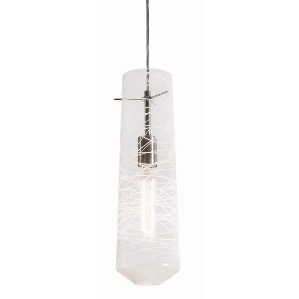 Spun 1-Light Satin Nickel Pendant with Glass Shade by Aspects 1 Spun 1-Light Satin Nickel Pendant with Glass Shade by Aspects