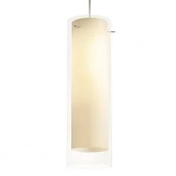 View 1-Light Satin Nickel Pendant with Glass Shade by Aspects