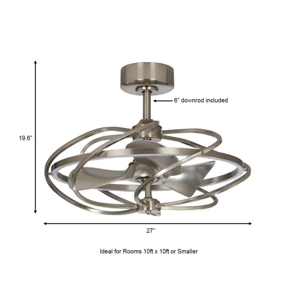 27 in. Integrated LED Satin Nickel Ceiling Fan with Light and Remote Control by Flint Garden 3 27 in. Integrated LED Satin Nickel Ceiling Fan with Light and Remote Control by Flint Garden - Image 3